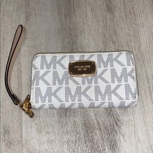 Michael Kors white and navy blue wallet/wristlet